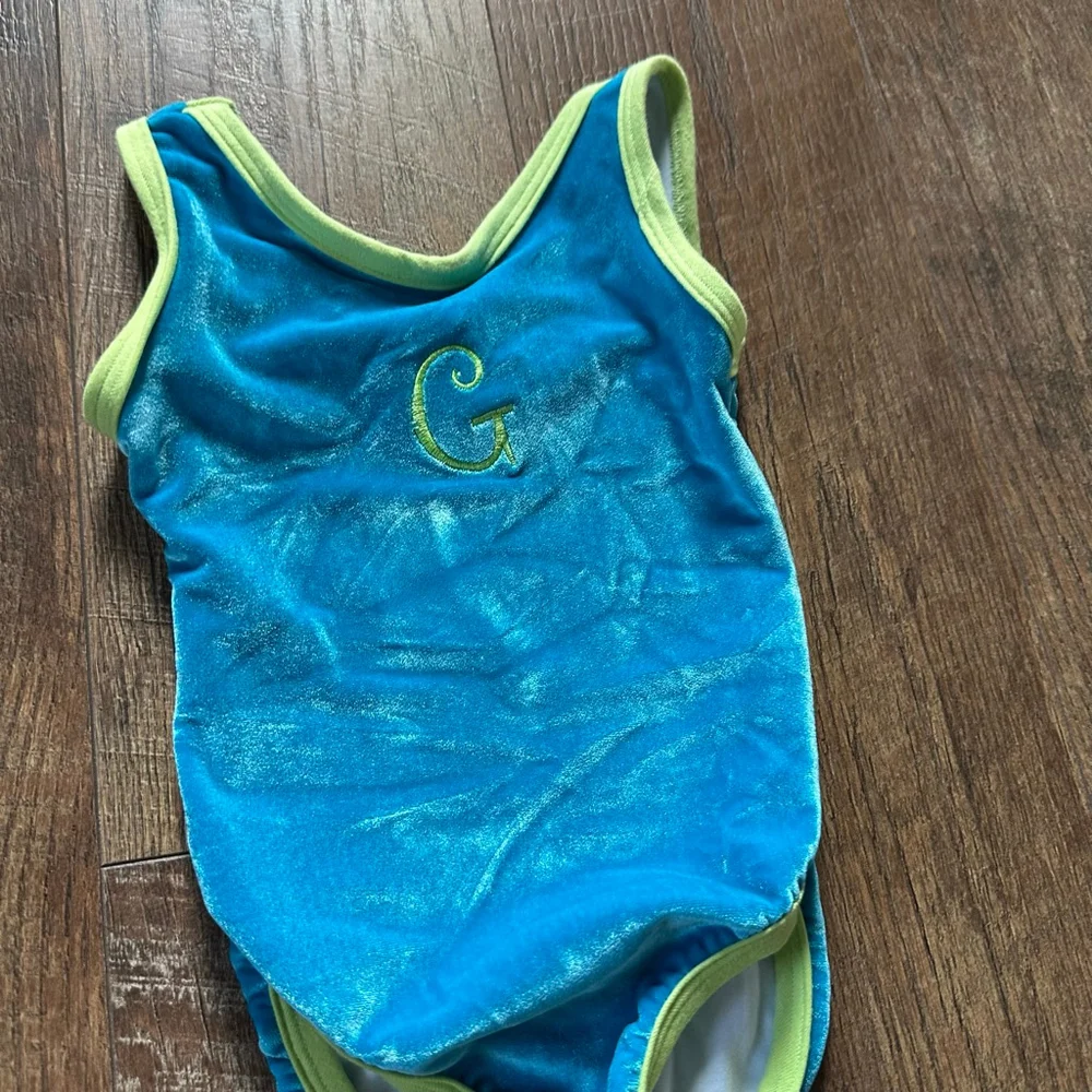 Girls Twirls by Patsy Aiken Designs Blue Dance Costume size 2 monogrammed G